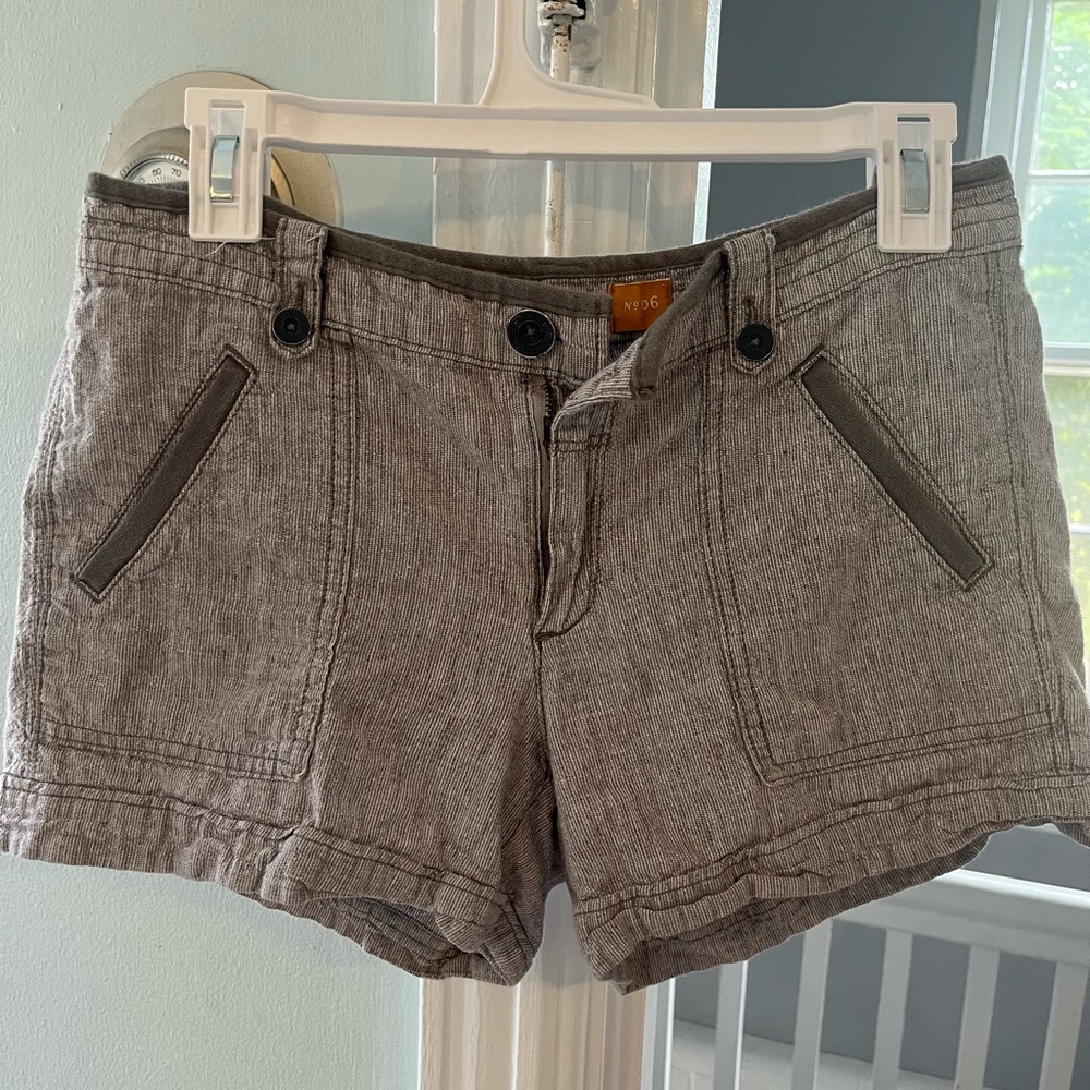 Pilcro & the Letterpress Gray Linen Shorts size 6 - Picture 2 of 7